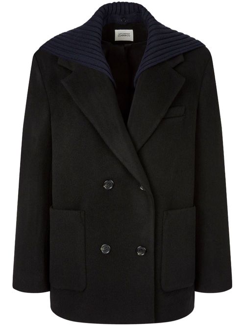 Detachable-knitted patch jacket - Black