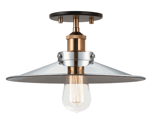 Aged Gold Brass One Light Flush Mount from the Bulstrode'S Workshop Collection