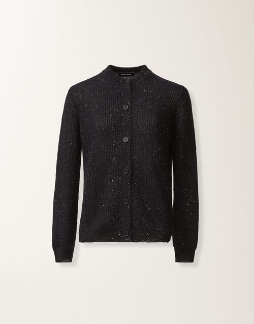 Mohair cardigan with sequins, midnight blue