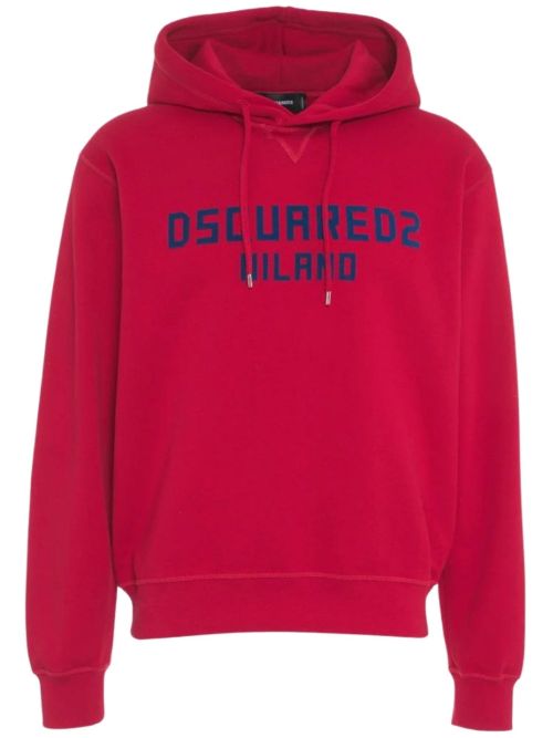 Dsquared2 Milano Flocked Logo Hoodie in Red - Red