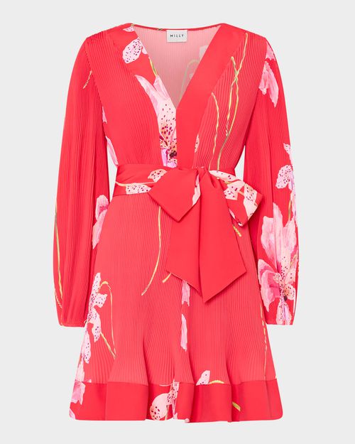 Liv Pleated Floral-Print Mini Dress