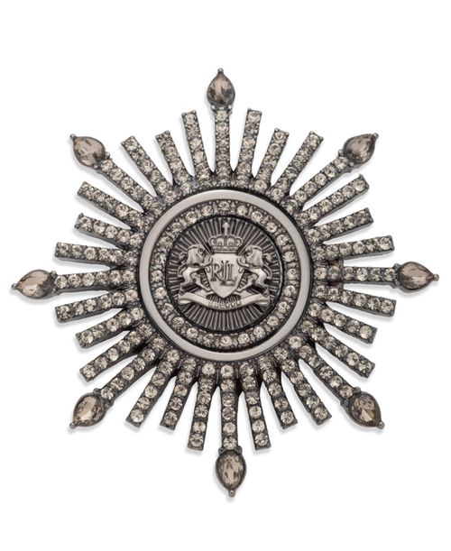 Two-Tone Crystal Crest Burst Pin - Dark Gray