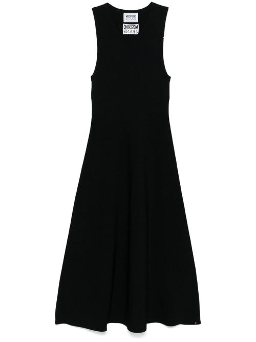 Ribbed-knit midi dress - Black