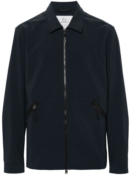 Logo-patch zip-up jacket - Blue