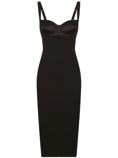 Bustier-style sleeveless midi dress - Black