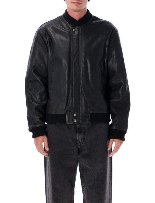 Black Leather Bomber Jacket