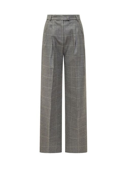 Grey Tailored Checks Pleated Pants