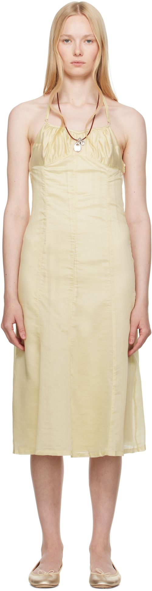 BELLE Yellow Flore Midi Dress