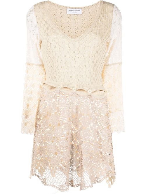 Crochet mini dress - Neutrals