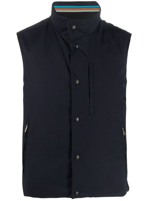 Padded press-stud fastening vest - Blue