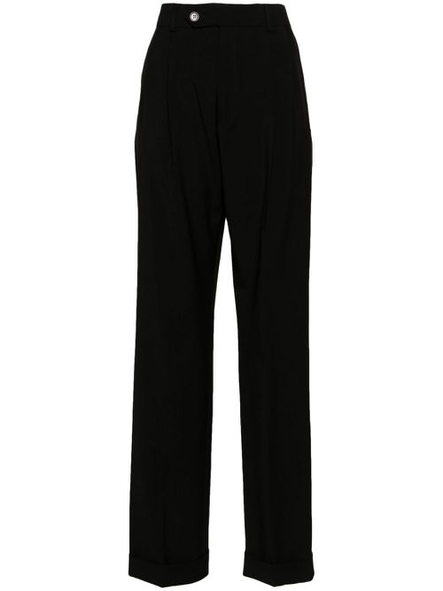 Mid-rise pleated tailored trousers - Black