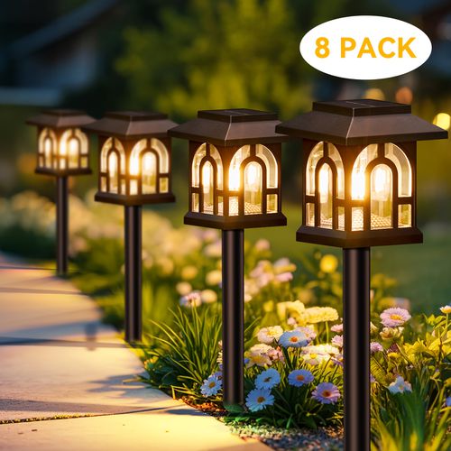 TEMU 8pcs Solar Lawn Lights, Solar Garden Lights, Led Outdoor Solar Lights For Passage Patio Wedding Party Fence Decoration Lighting Ambient Light