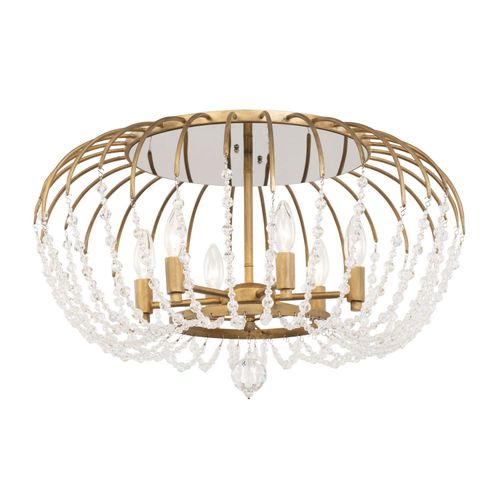 Havana Gold Six Light Semi-Flush Mount from the Voliere Collection