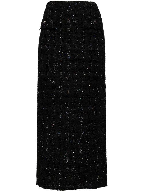Coarse jacquard H-shaped long waist skirt - Black