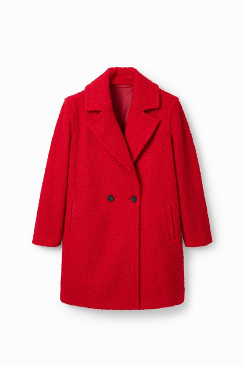 Double-breasted bouclé coat