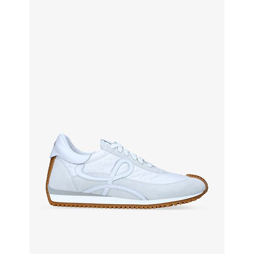 Mens White Flow Runner Anagram-motif Suede and Nylon Low-top Trainers 9