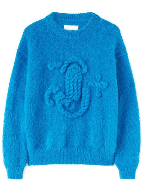 Logo-embroidered chunky-knit jumper - Blue