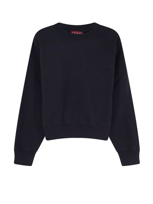 Cotton Sweatshirt With Beaded Horsebit Detail