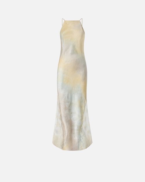 Satin dress with shaded color and lace insert - 38