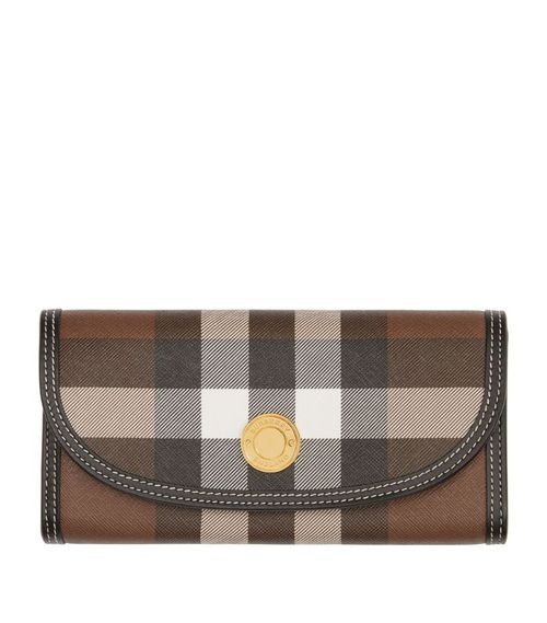 Leather Exaggerated Check Continental Wallet