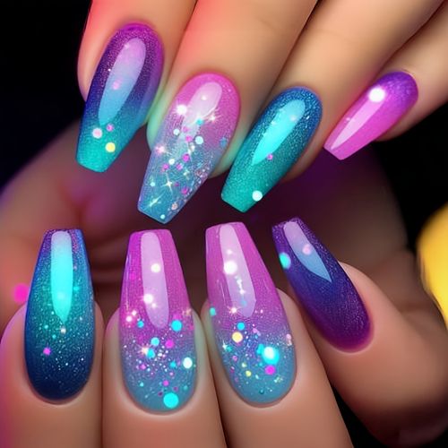 TEMU Press-on Nail Patches, Mid-long Style Nails, Purple Ombre Polka Dot Nude Nail Patches, New Year Style Nails, Spring Summer Stickers, Removable