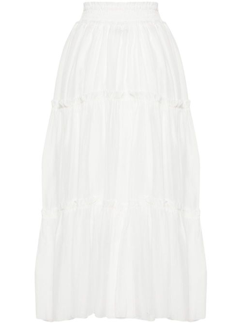 High-waist tiered skirt - White