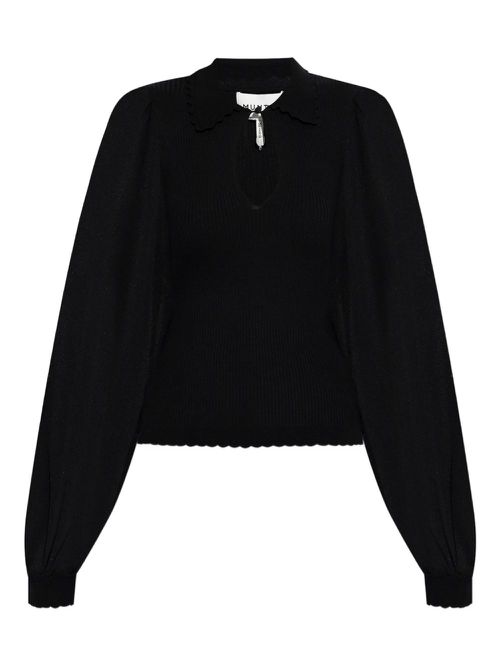 Puff-sleeve keyhole top - Black