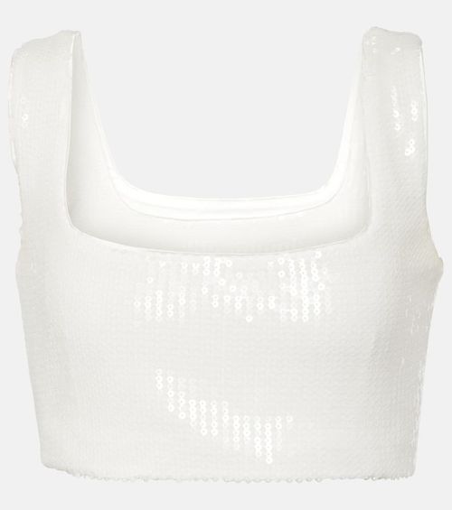 Bridal Beating Heart sequined crop top