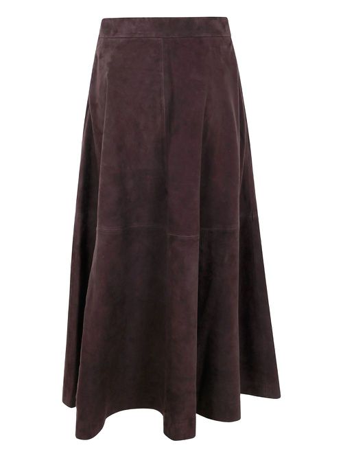 A-line suede midi skirt - Brown