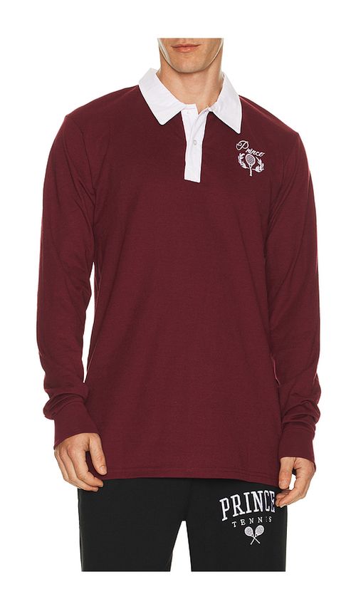 Prince Tennis Button Up Rugby Shirt in Burgundy. L also in