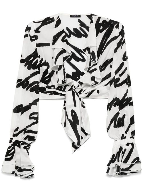 Love Letter-print blouse - White