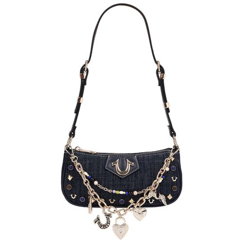 Chain & Studs Denim Shoulder Bag
