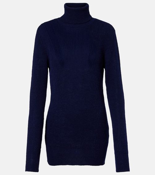 Ribbed-knit wool turtleneck sweater