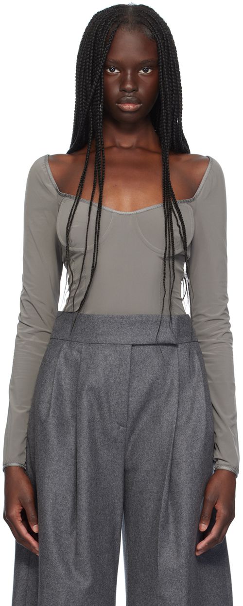 Paris Georgia Gray Underwire Bodysuit