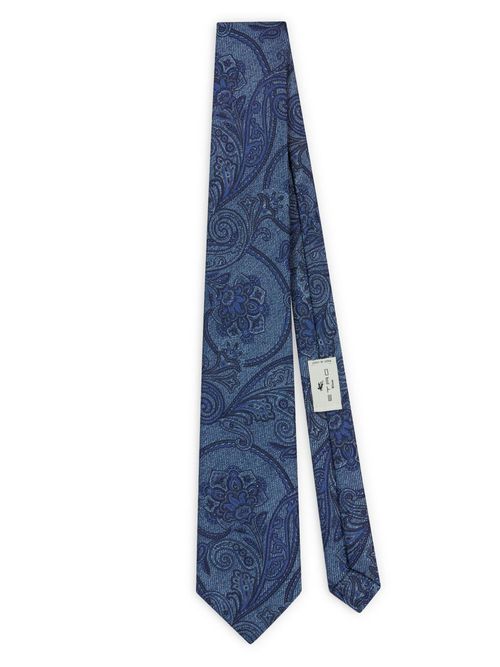 Paisley detailing tie - Blue