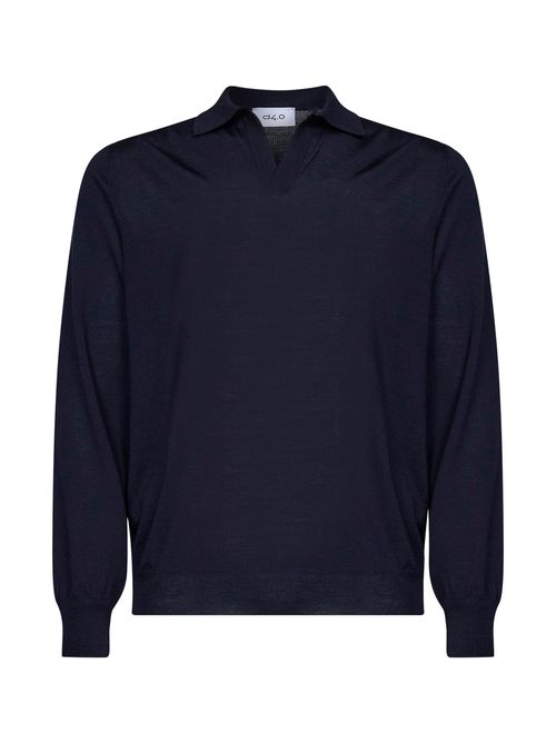 Virgin Wool Polo Shirt — Navy