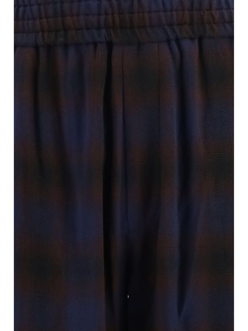 Two-Tone Checked Viscose Trousers — Brown