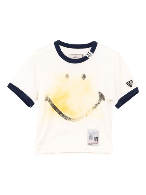 Smiley face-print T-shirt - White