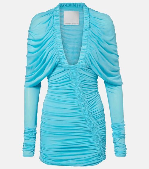 Orion ruched sheer minidress