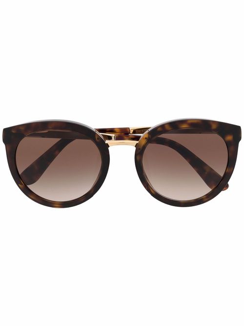 Tortoiseshell round-frame sunglasses - Brown