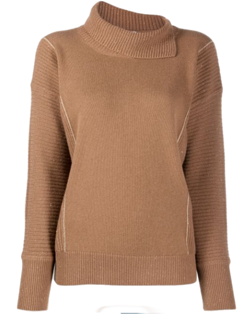 Virgin Wool Cashmere Blend Sweater — Camel