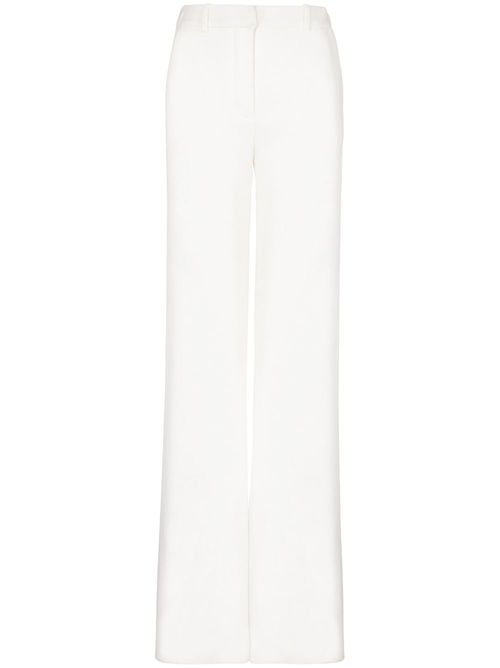 High-waist crepe trousers - White