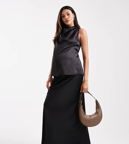 ASOS DESIGN Maternity satin bias midi skirt-Black