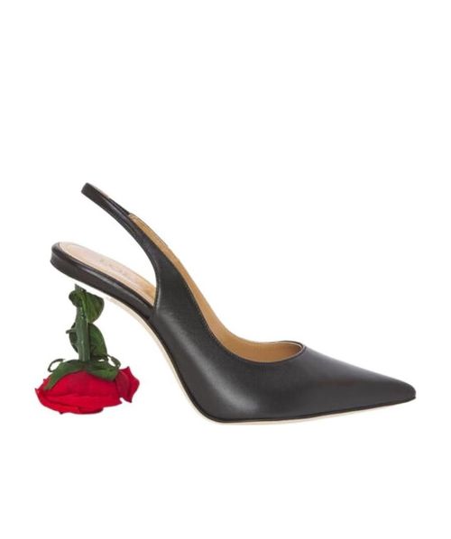 Rose heel slingback in calfskin