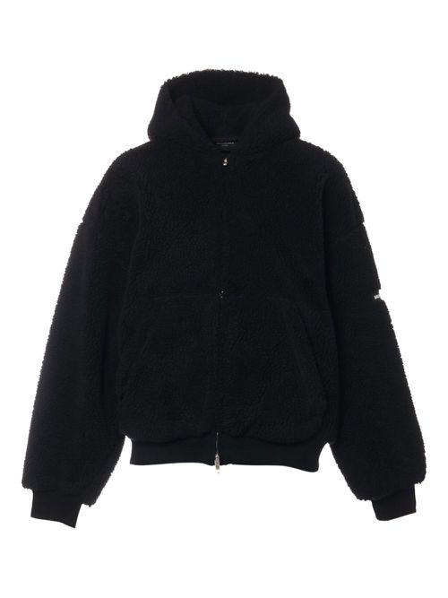 2024 faux-fur hoodie - Black