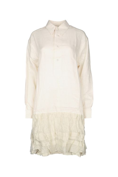 Beige Shirt Collar Mini Dress