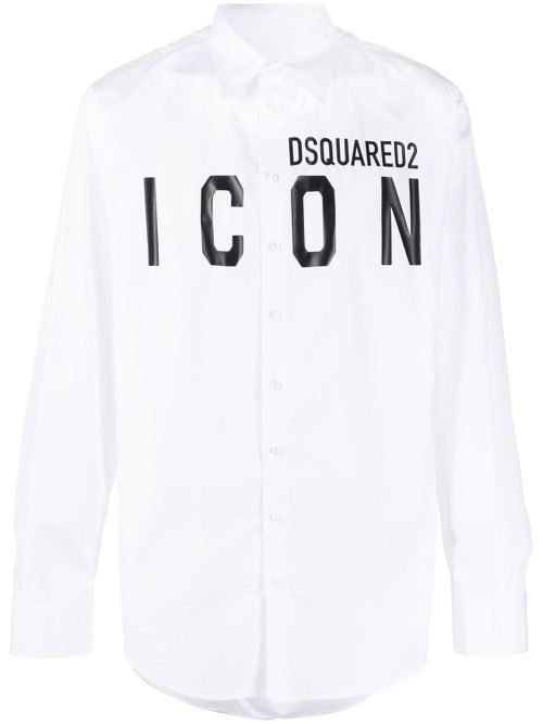 Logo-print cotton shirt - White