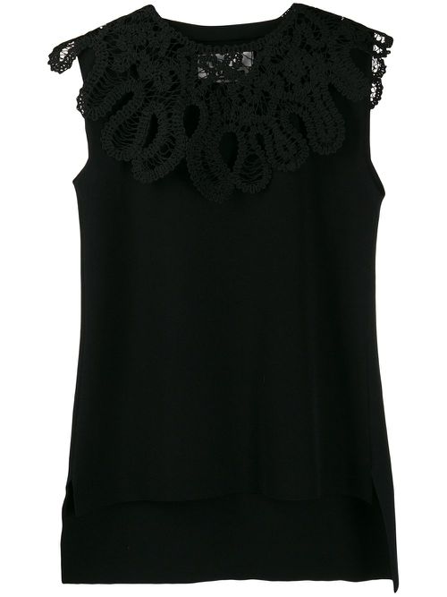 Embroidered sleeveless top - Black