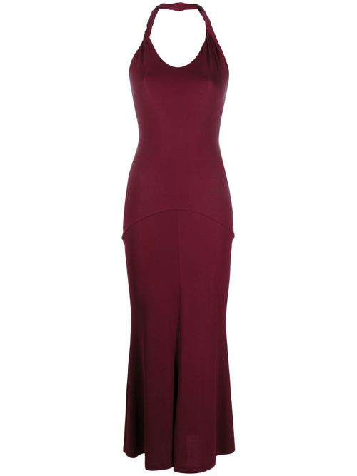 Eleanor twist-detail halterneck dress - Red