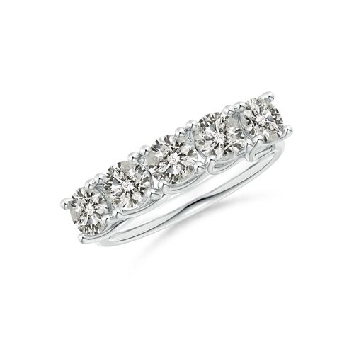 Angara 1.75 Carats Half Eternity Five Stone Diamond Wedding Band in 18K White Gold